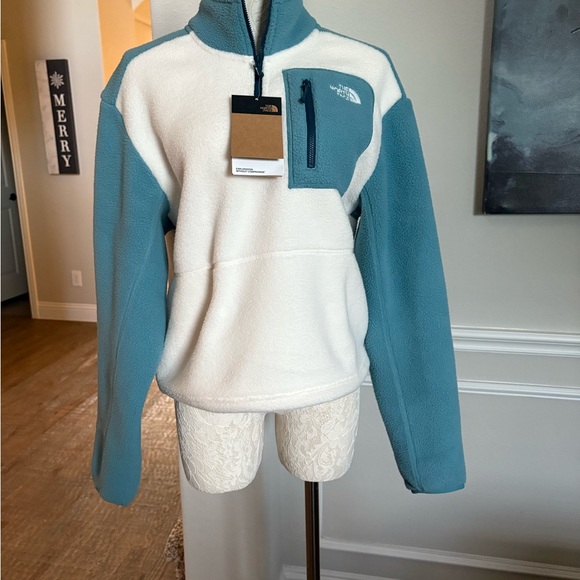 NWT NorthFace Sherpa Yumiori 1/4 zip blue/white Womens Large CAROLINA BLUE! - Picture 4 of 9